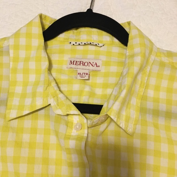 Merona checker yellow/white button down Shirt - Picture 2 of 3